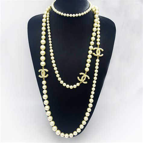 chanel gold necklaces & pendants|authentic Chanel pearl necklace.